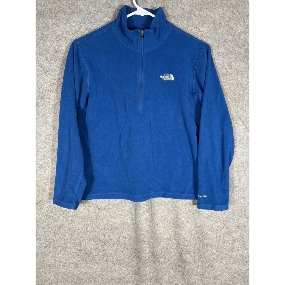 The North Face Boys TKA 100 Fleece Quarter Zip Pullover Blue AWB5 Size M Medium - Picture 1 of 7